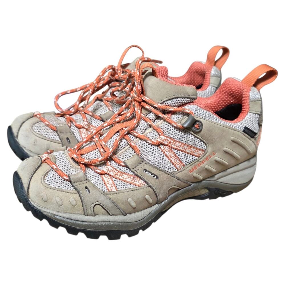 Merrell Siren Sport Womens 5.5 Waterproof Hiking Trail Shoes Brindle Coral